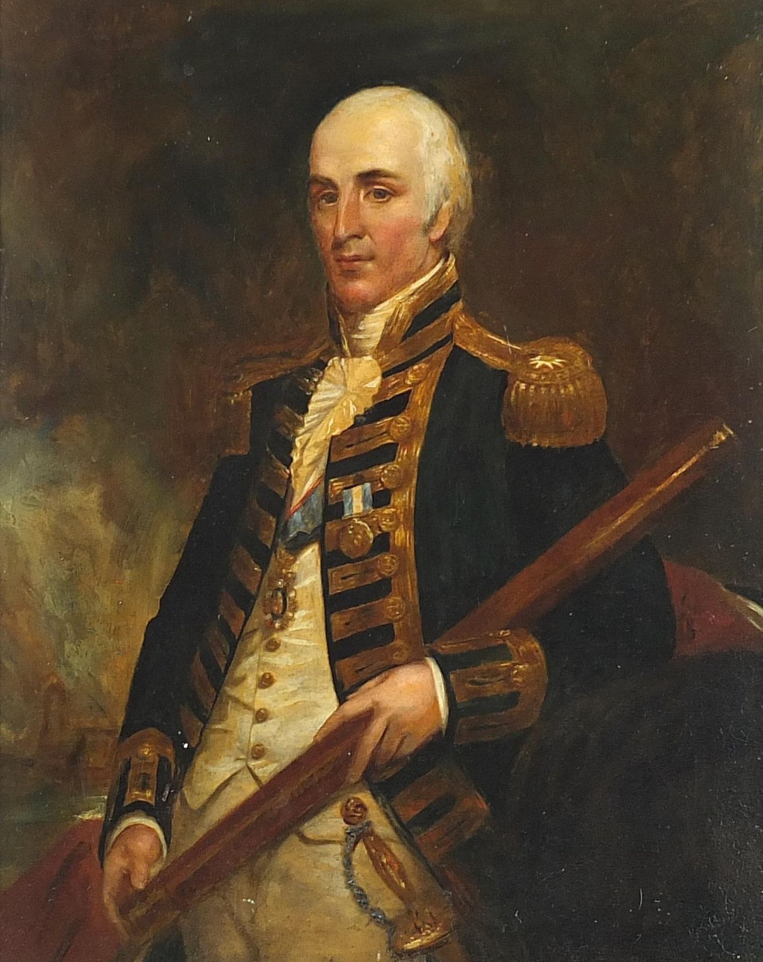 After Henry William Pickersgill - Portrait of Admiral Alexander John Ball holding a telescope, naval