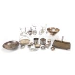 Decorative arts metalware including a Christopher Dresser basket with swing handle and Danish