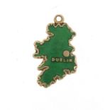 9ct gold and enamel map of Ireland charm, 1.5cm high, 0.7g