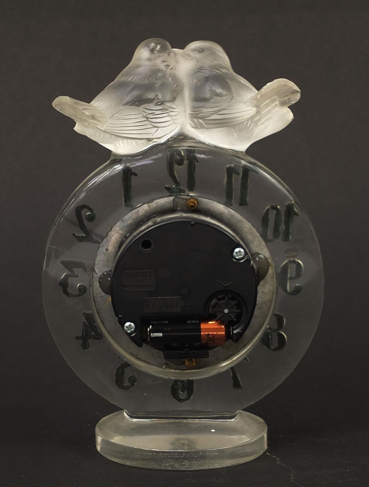 Rene Lalique, French frosted glass Antoinette desk clock, model 767, retailed by Goldsmiths & - Bild 3 aus 5