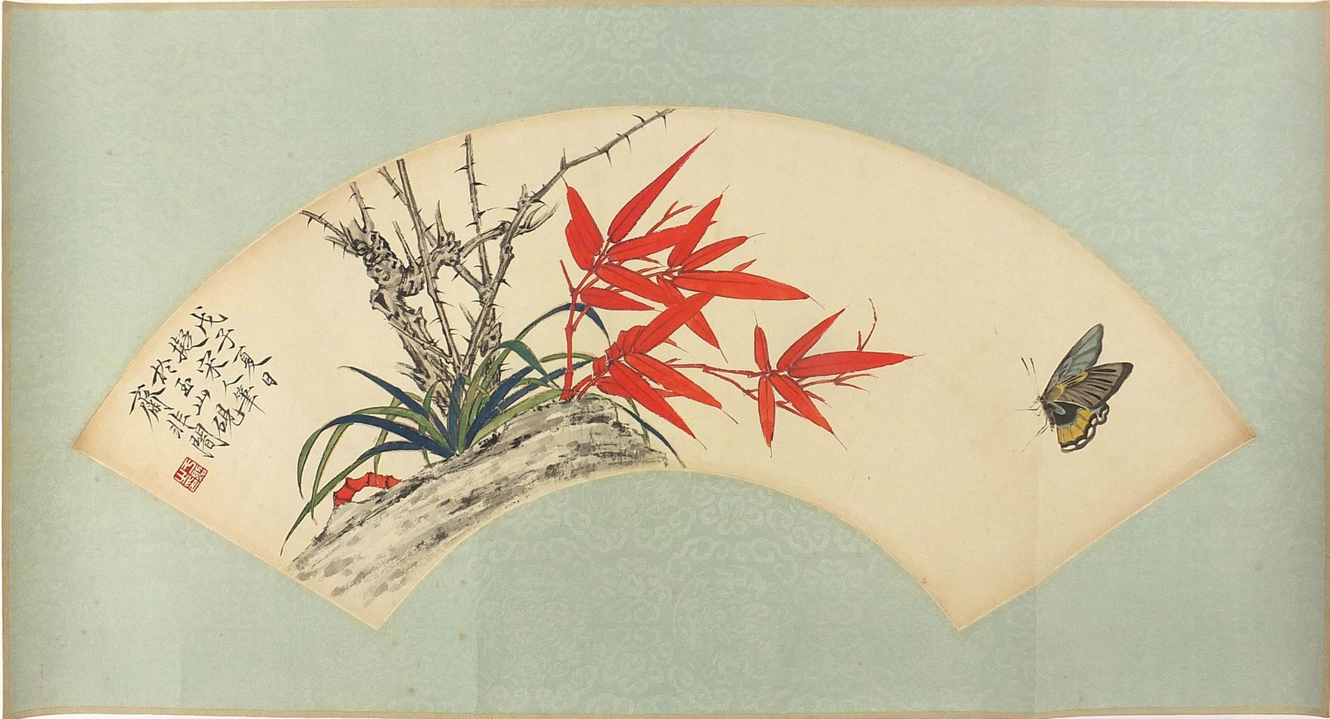 Attributed to Yu Feian - One sight, four seasons, butterfly, grass, bamboo and dry branch, with