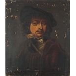 After Rembrandt van Rijn - Self portrait, oil on canvas, unframed, 61.5cm x 53cm