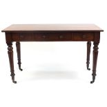 Victorian mahogany hall table with three frieze drawers, 74cm H x 122cm W x 54cm D