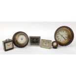 Antique and later clocks and barometers including Art Deco examples and one by Knight & Gibbins