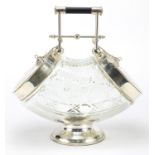 Victorian design cut glass box with silver plated mounts, 28cm high