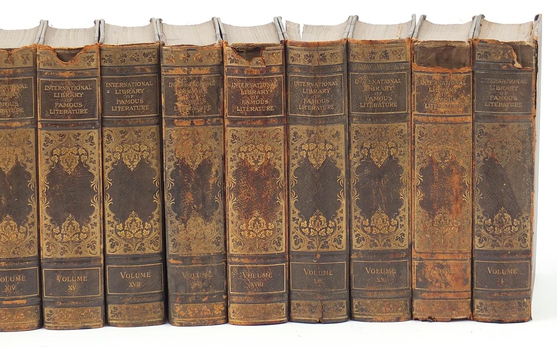 International Library of Famous Literature, twenty 19th century leather bound hardback books - Image 3 of 5