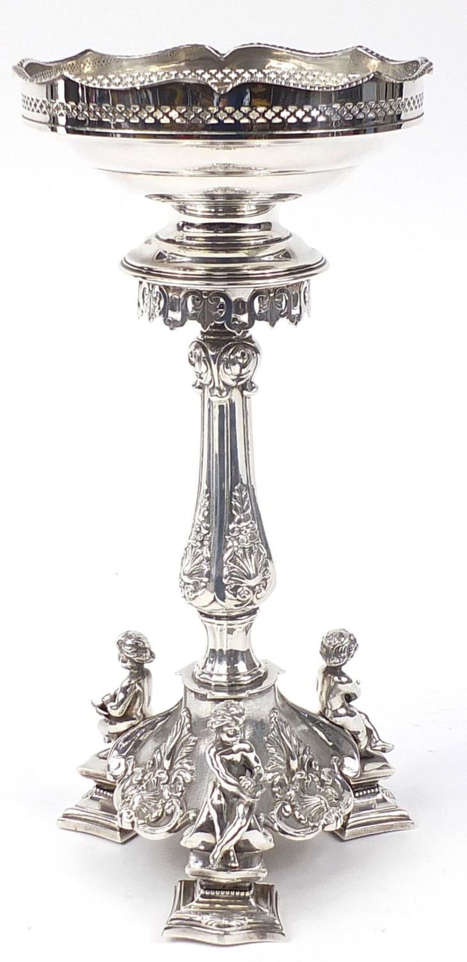 Silver plated centrepiece surmounted with three nude children, 40.5cm high - Image 2 of 3