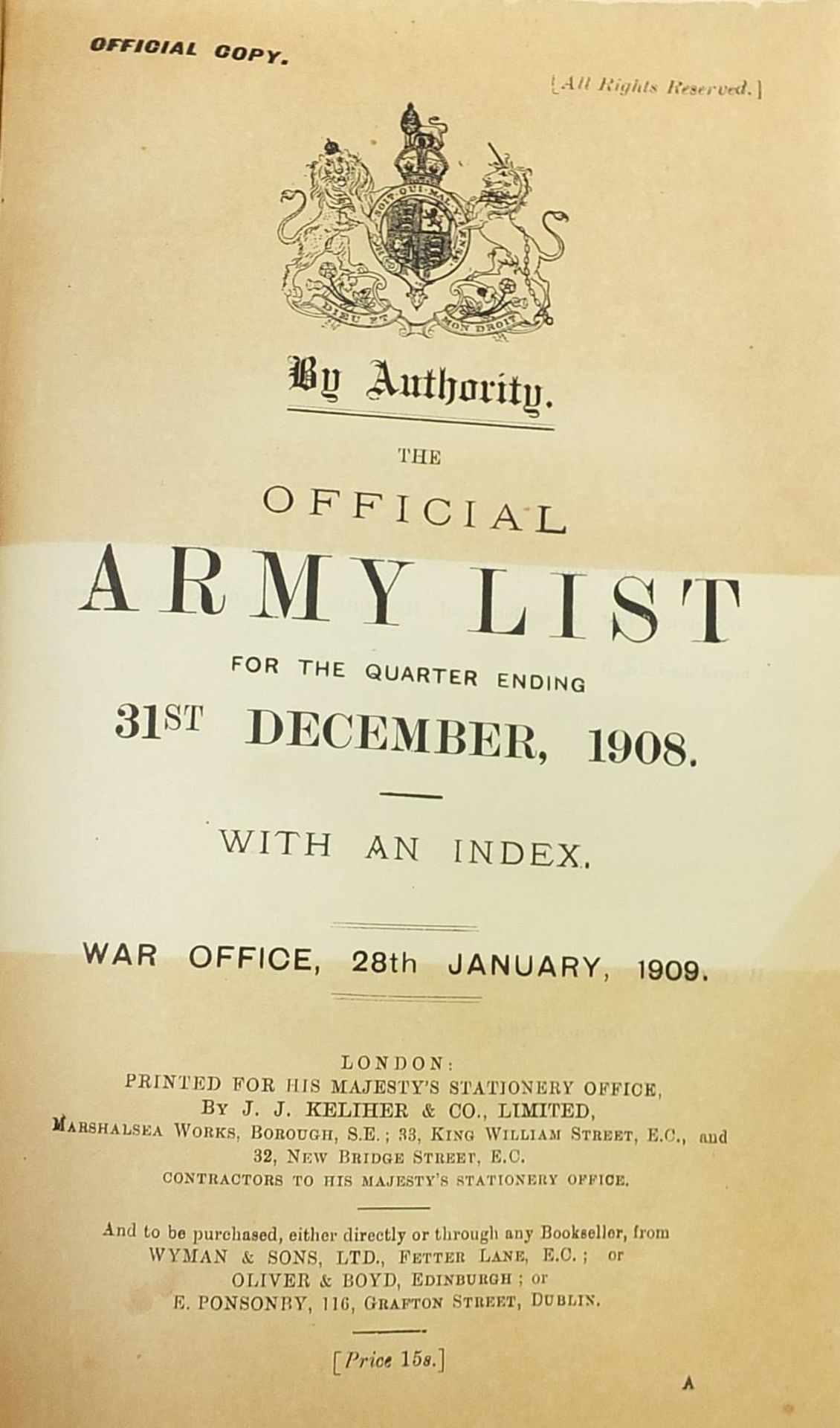 Military interest hardback books including The Official Army List with an index and Hart's Annual - Image 3 of 3