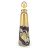 Okra iridescent art glass scent bottle dated 1983, 18cm high