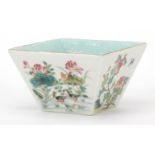 Chinese porcelain bowl hand painted in the famille rose palette with birds and insects amongst