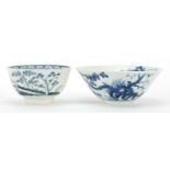 Two Worcester blue and white porcelain bowls, the largest 11cm in diameter