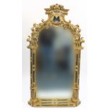 19th century style rectangular gilt framed mirror with acanthus leaf and floral decoration, 147.