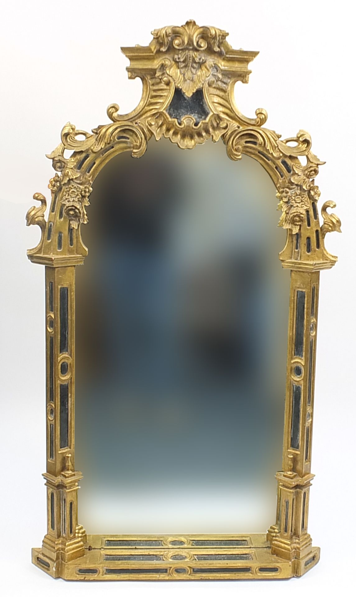 19th century style rectangular gilt framed mirror with acanthus leaf and floral decoration, 147.