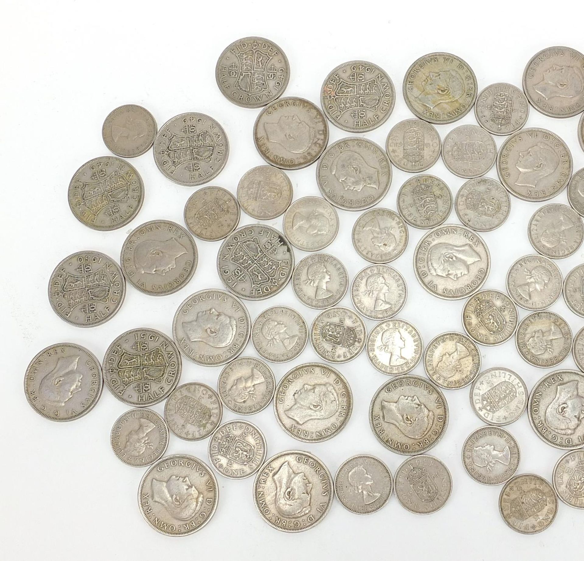 Collection of British pre decimal shillings and half crowns - Image 2 of 3