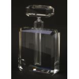 Large Art Deco design clear glass scent bottle with stopper, 26cm high