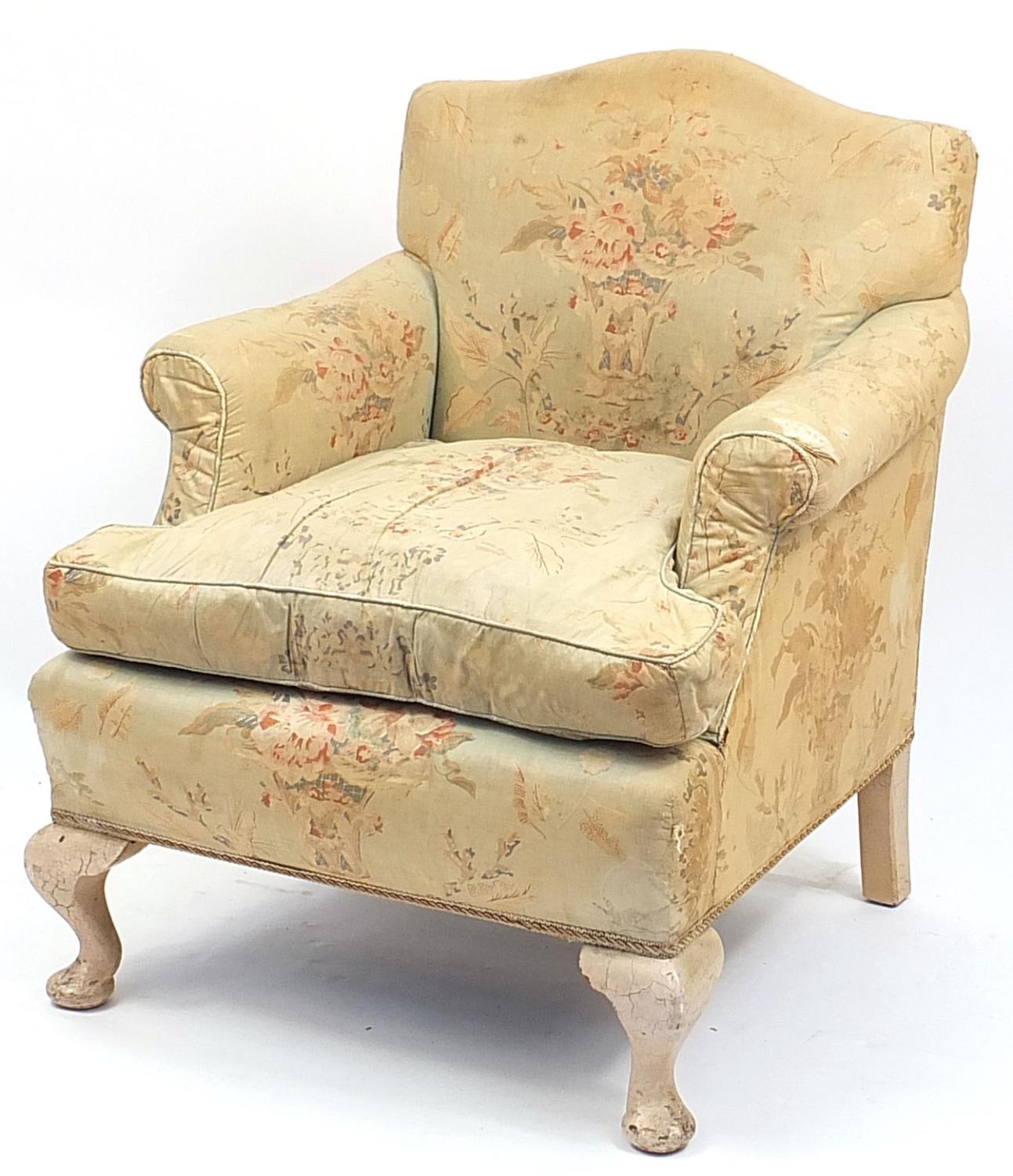 Victorian armchair with floral upholstery, 85cm high