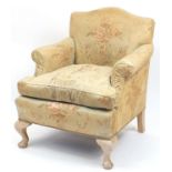 Victorian armchair with floral upholstery, 85cm high