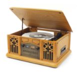 Vintage design CD player/turntable and radio, 20cm H x 46cm W x 34cm D