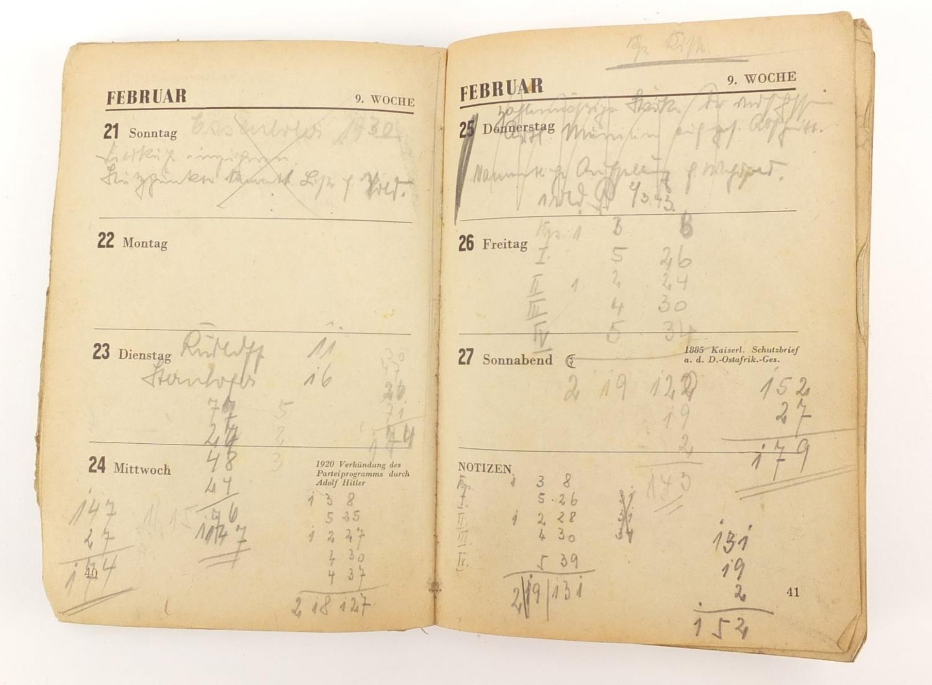 German military World War II Afrika Korps 1943 diary with pencil annotations - Image 4 of 8