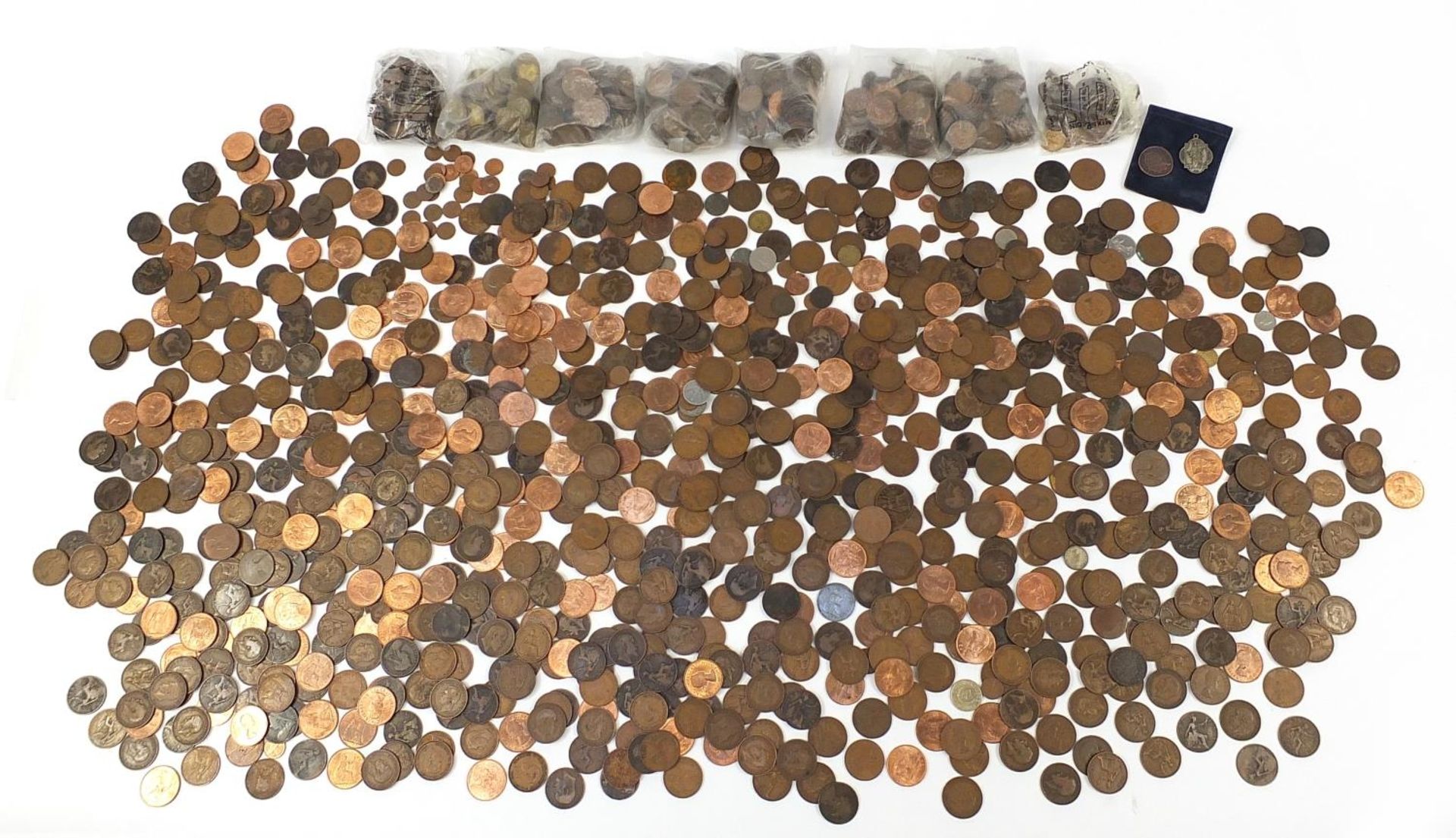 Extensive collection of mostly British pre decimal pennies, half pennies and thrupenny bits