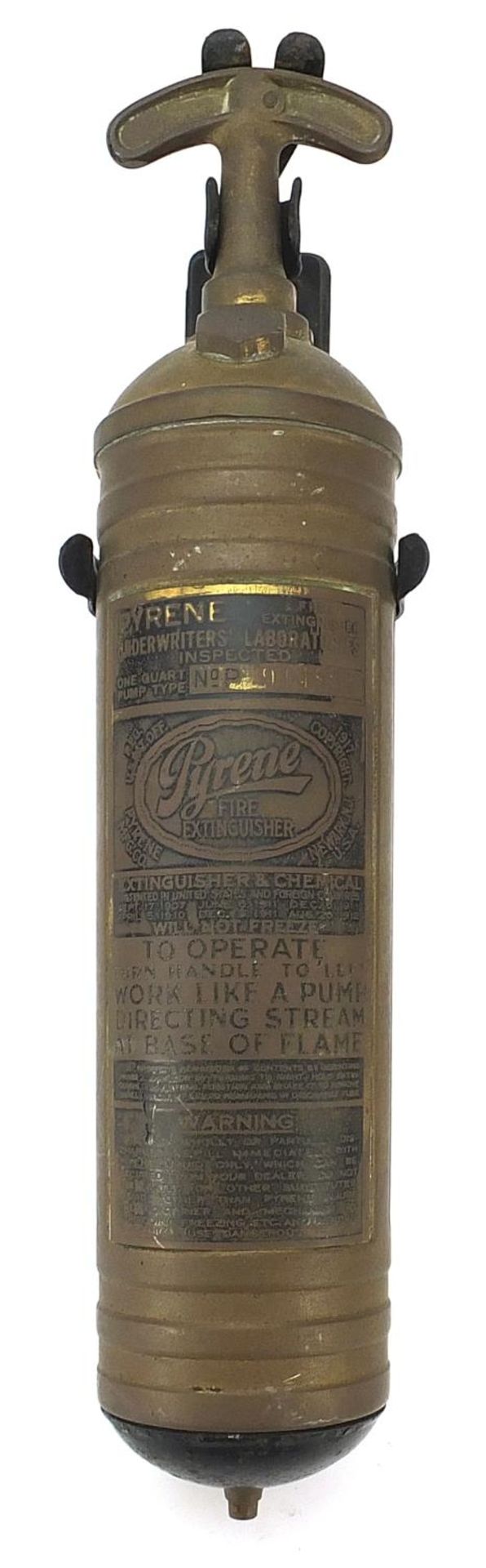Vintage Pyrene fire extinguisher with wall mount, 37cm high