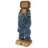 Leon Co Jeanswear advertising wooden display stand, 48.5cm high