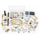 Vintage and later costume jewellery including enamelled earrings, simulated pearl necklaces,