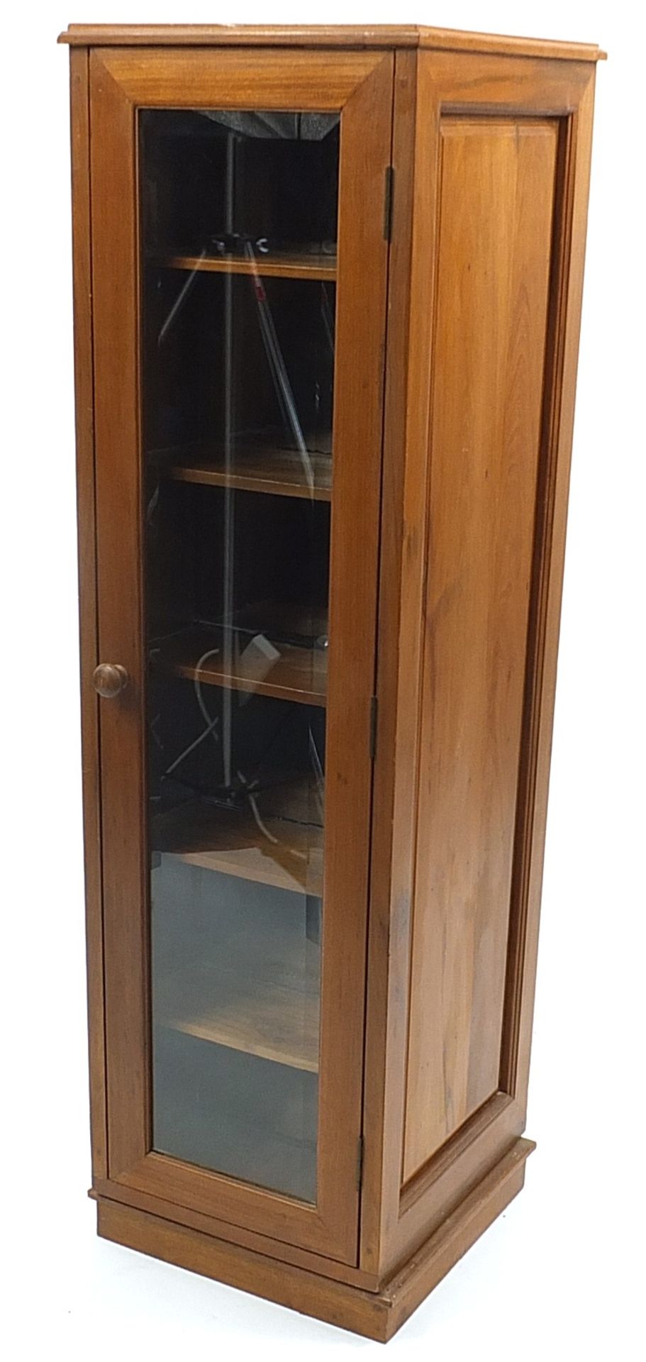 Stained wood revolving bookcase with two bevelled glass doors, 139cm H x 40.5cm W x 42.5cm D - Image 2 of 3