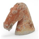 Chinese terracotta horse head, 14.5cm high