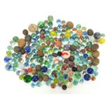 Collection of vintage and later glass marbles including cat's eye examples