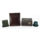 Antique and later jewellery and portrait miniature boxes including Longines and one in the form of a