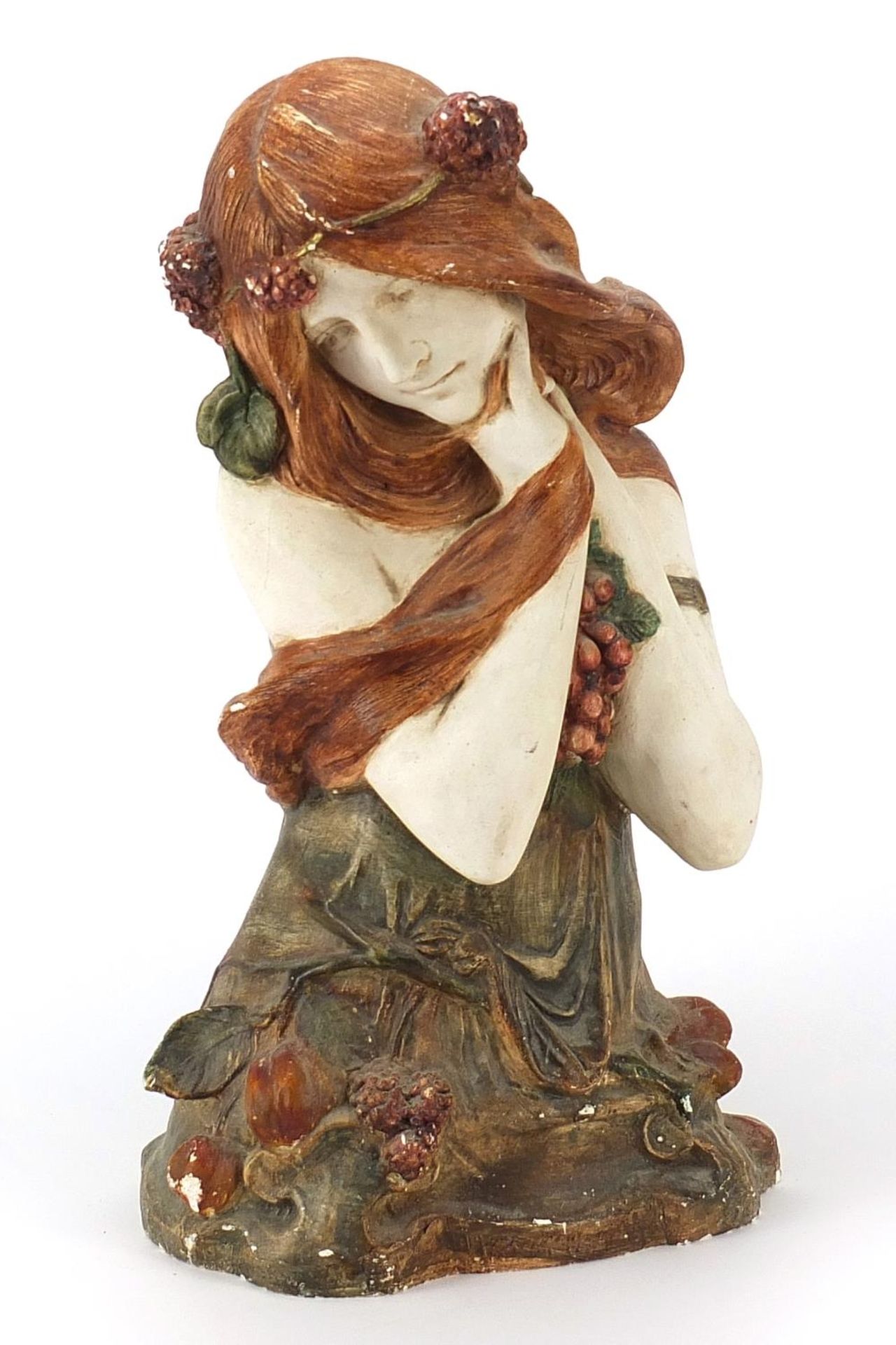 Plaster bust of an Art Nouveau female, 39cm high