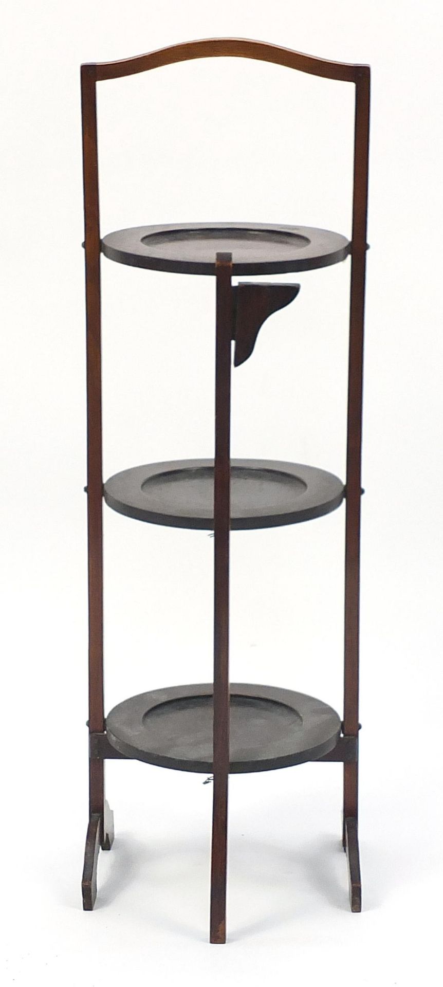 Mahogany three tier folding cake stand, 84cm high - Image 2 of 2