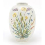 Rorstrand, Swedish Sverige porcelain vase hand painted with flowers, 21.5cm high