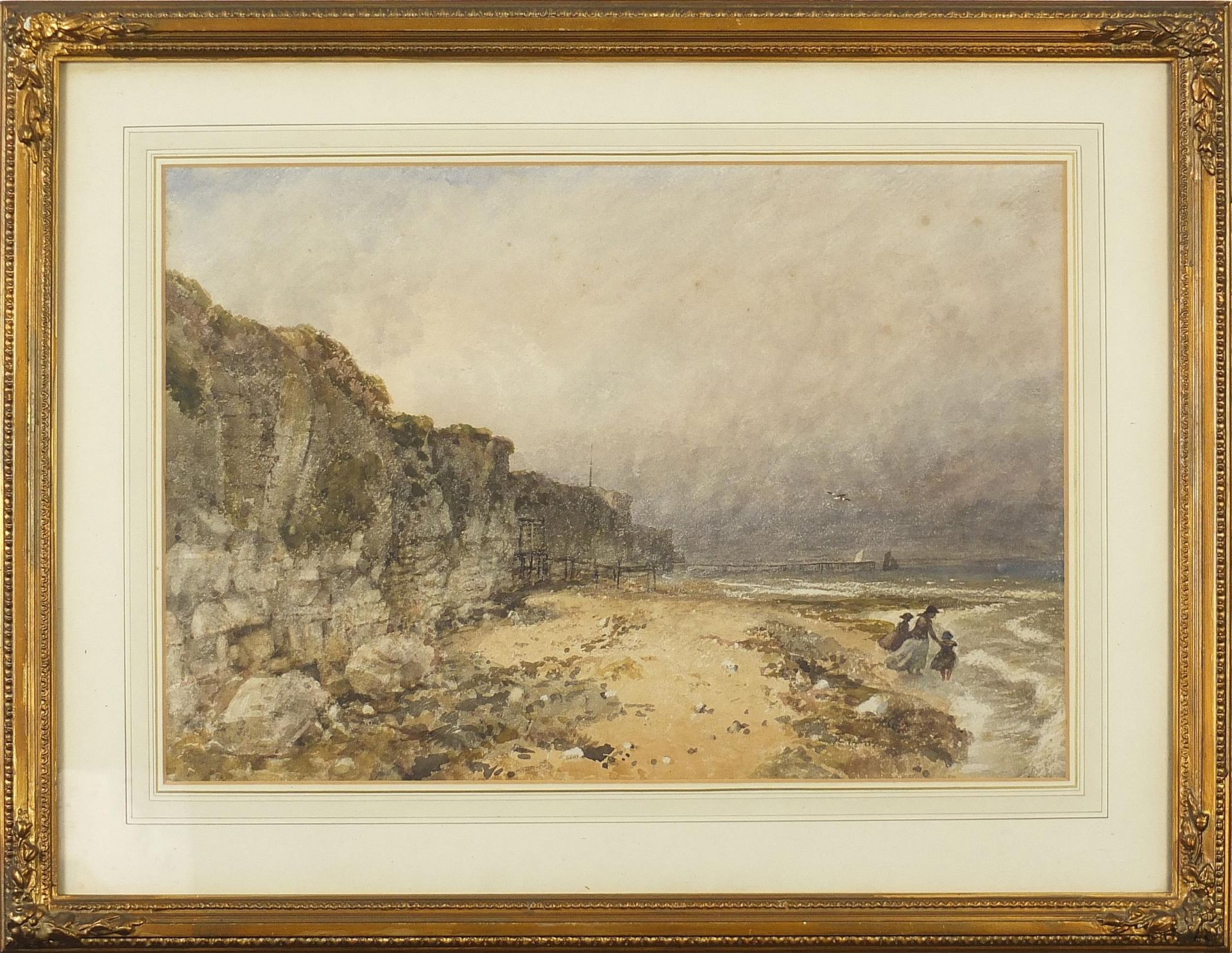 James Price - Stormy day, Dover coast, 19th century watercolour, inscribed verso, possibly Dover - Image 2 of 5