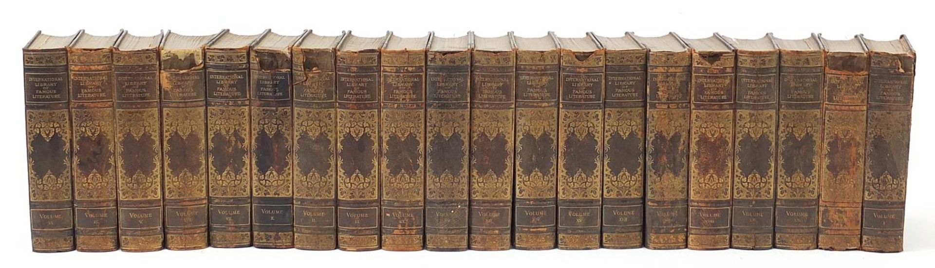 International Library of Famous Literature, twenty 19th century leather bound hardback books