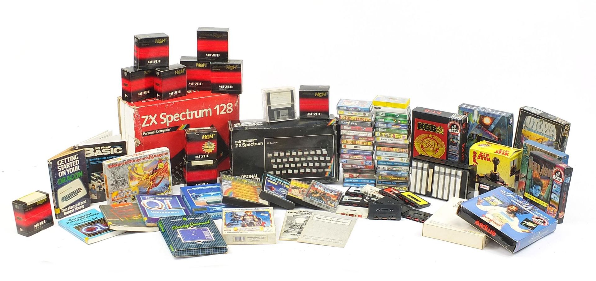 Vintage consoles, accessories and games including ZX Spectrum 128, Sinclair ZX Spectrum, Advanced