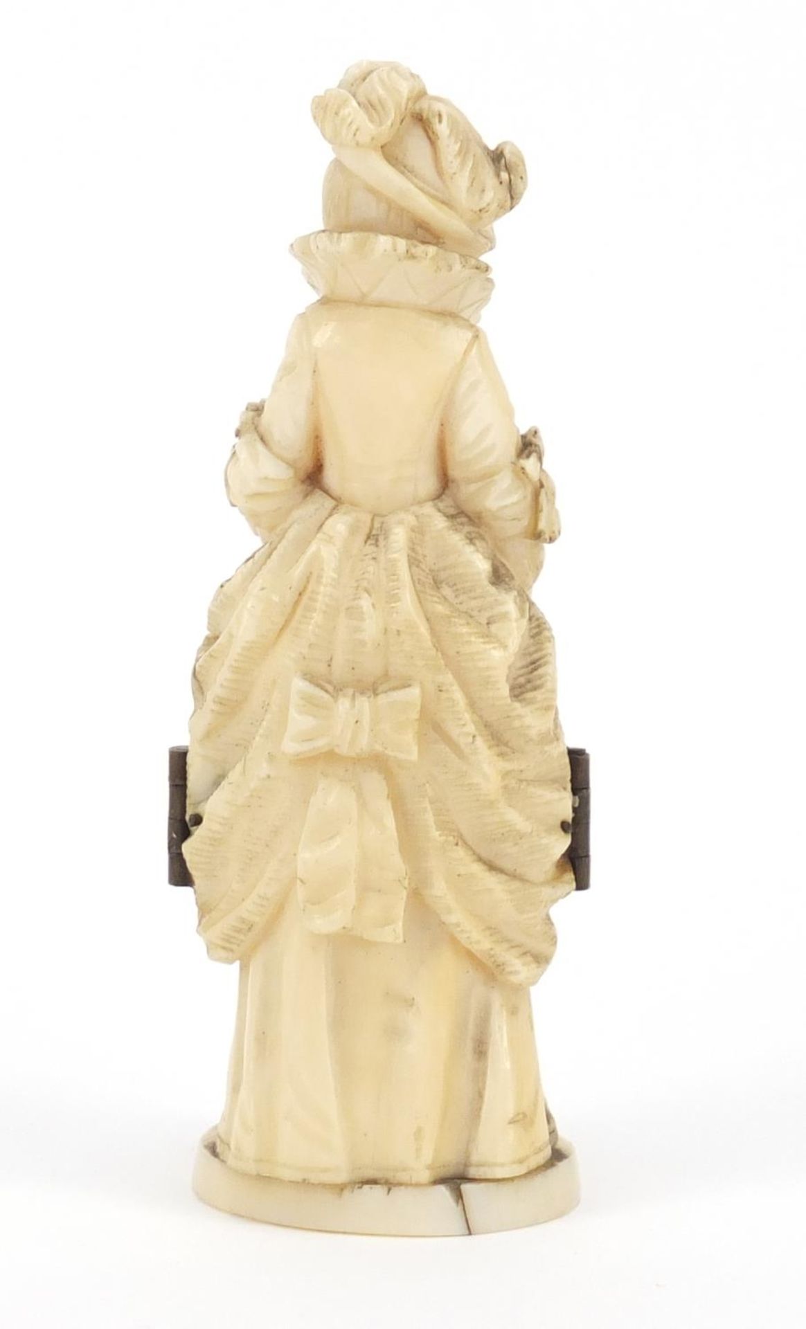 19th century French Dieppe carved ivory tryptych figure, 9cm high - Image 6 of 9