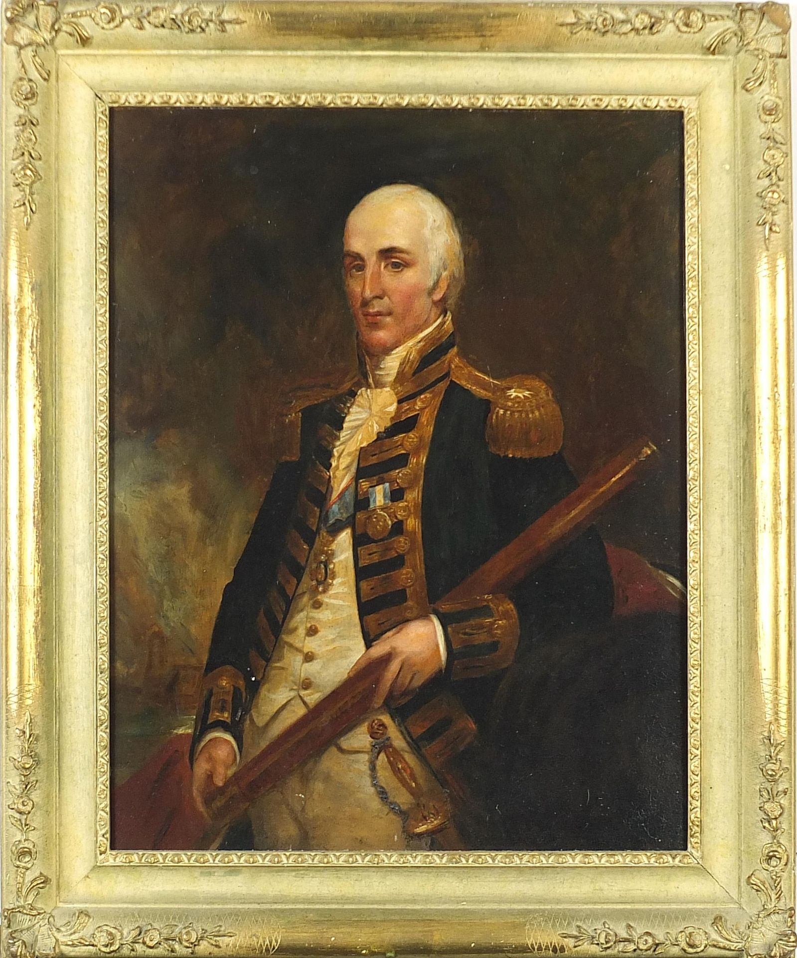After Henry William Pickersgill - Portrait of Admiral Alexander John Ball holding a telescope, naval - Image 2 of 3