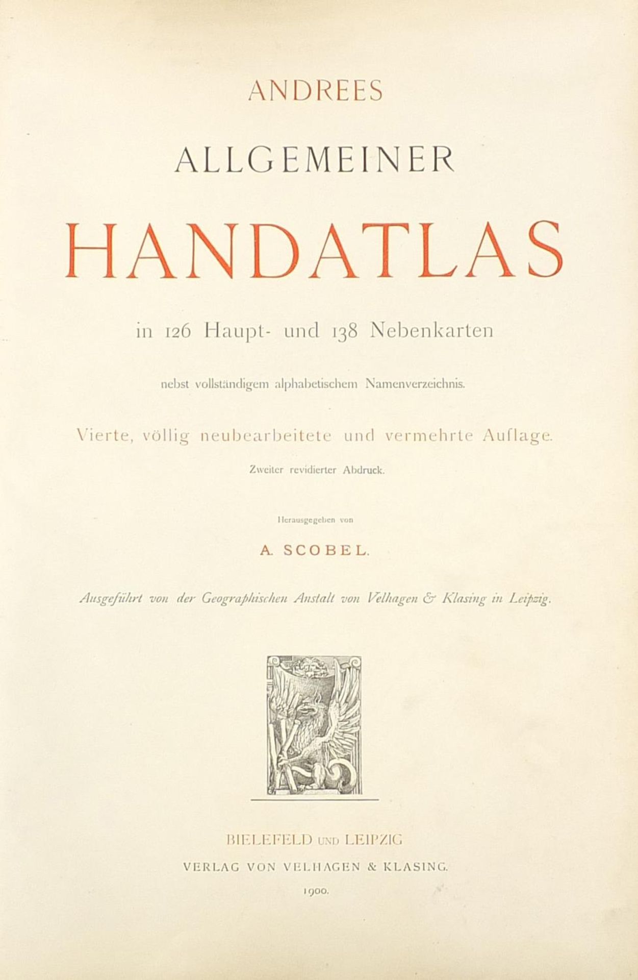 Andrees Handatlas hardback book by Scobell 1900 - Image 2 of 3