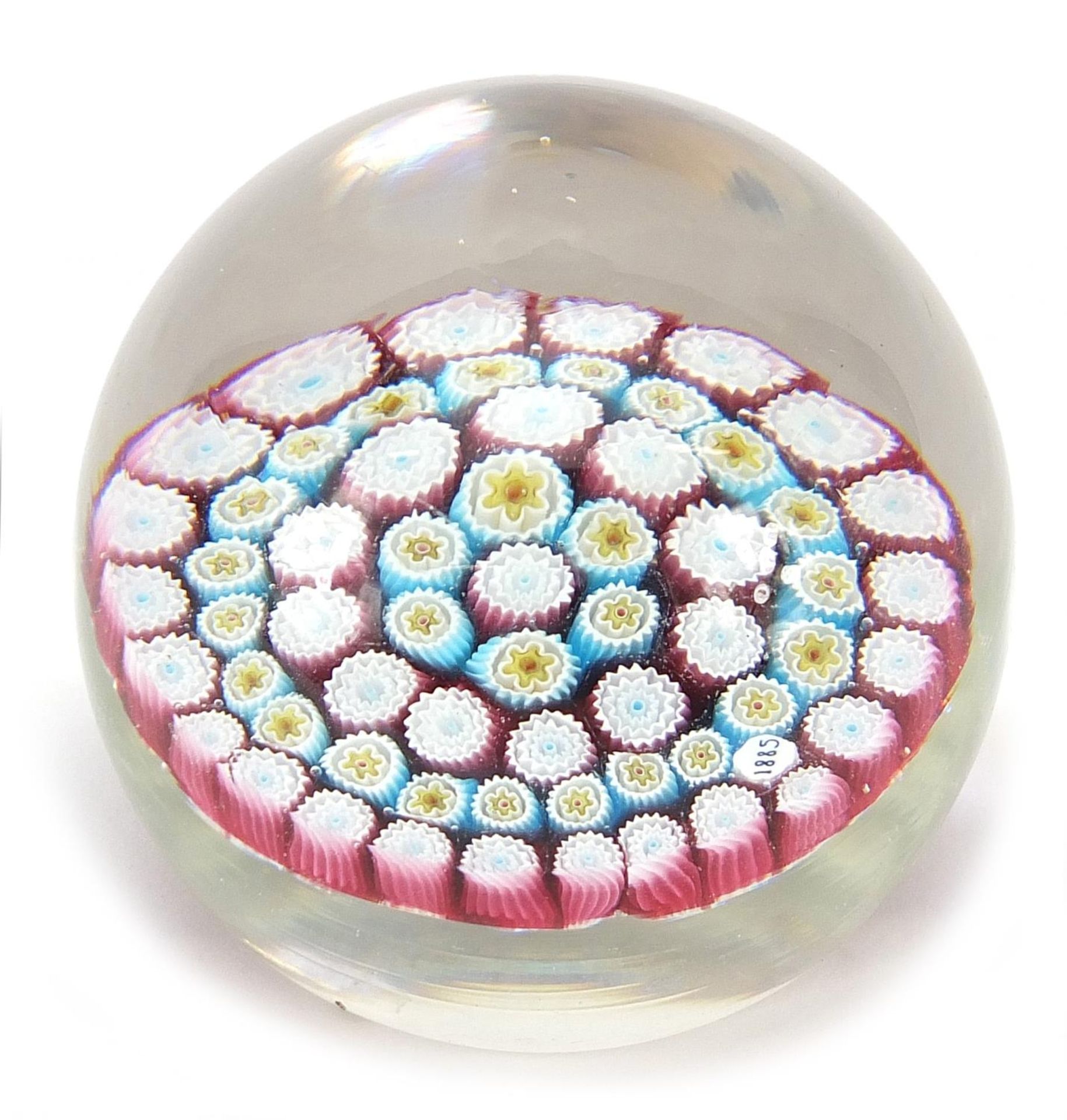 Victorian millefiori glass paperweight with 1885 date cane, 7.5cm in diameter - Image 2 of 4