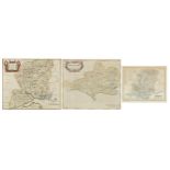 Two antique hand coloured maps by Robert Morden comprising Hampshire and Dorsetshire and one