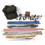 Collection of vintage and later salmon, trout fishing rods, reels and tackle including Daiwa