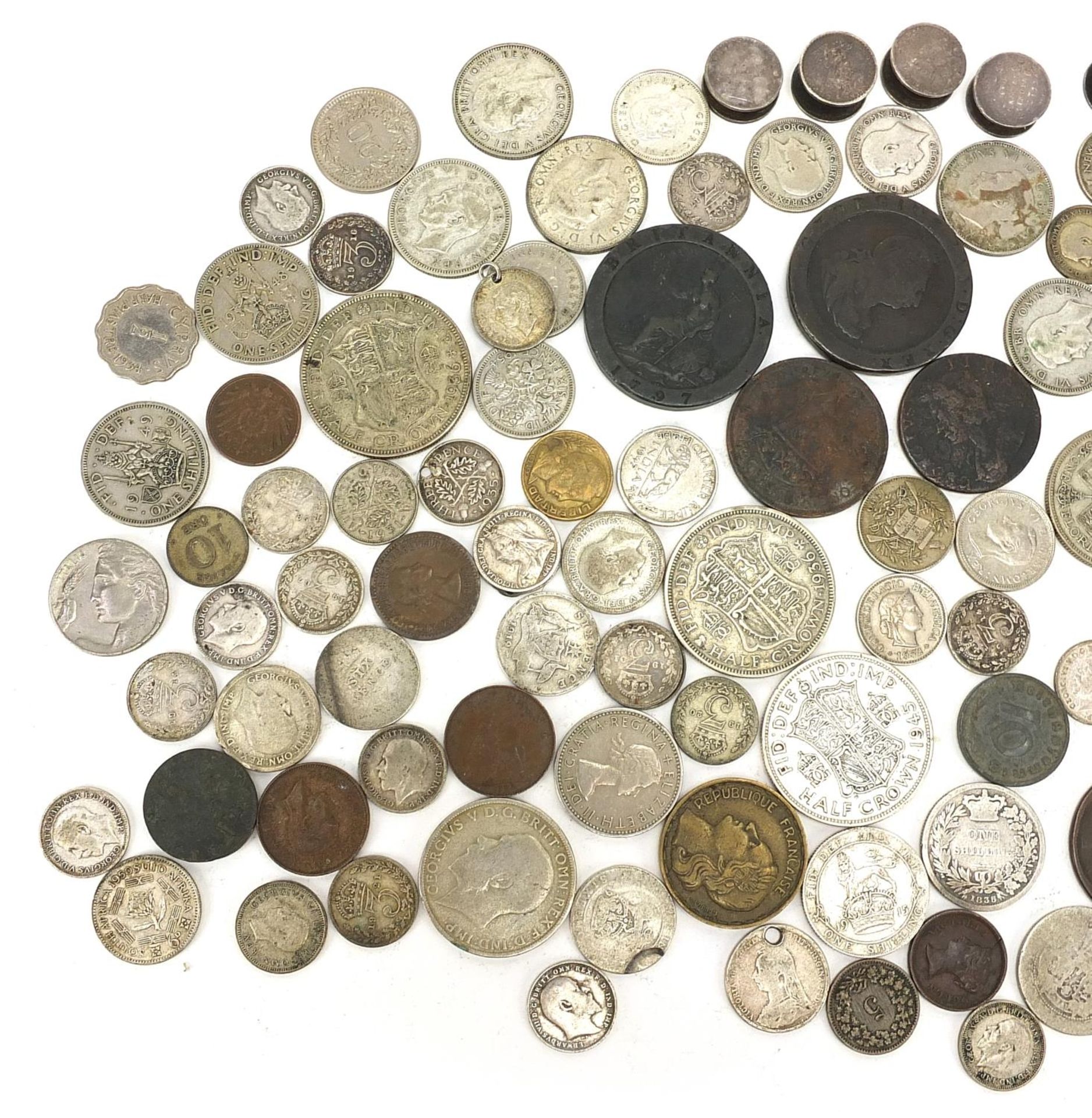 18th century and later British and world coinage, some silver including shillings and tokens - Image 2 of 3