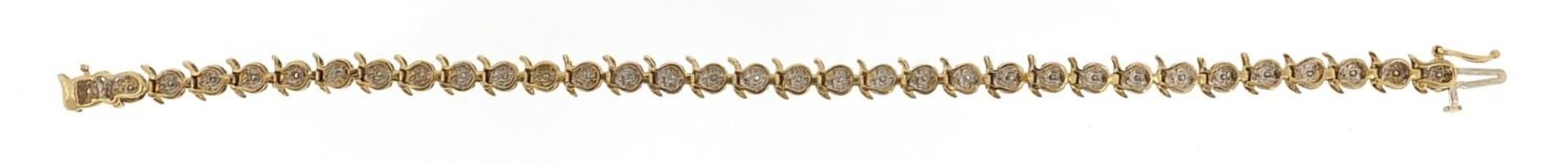 9ct gold diamond line bracelet, 18cm in length, 6.2g - Bild 3 aus 4