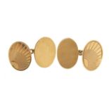 Pair of 9ct gold engine turned cufflinks, 1.5cm wide, 3.7g