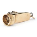 George V 9ct gold mounted cigar cutter by S Blanckensee & Son Ltd, Chester 1910, 14.5cm in length,