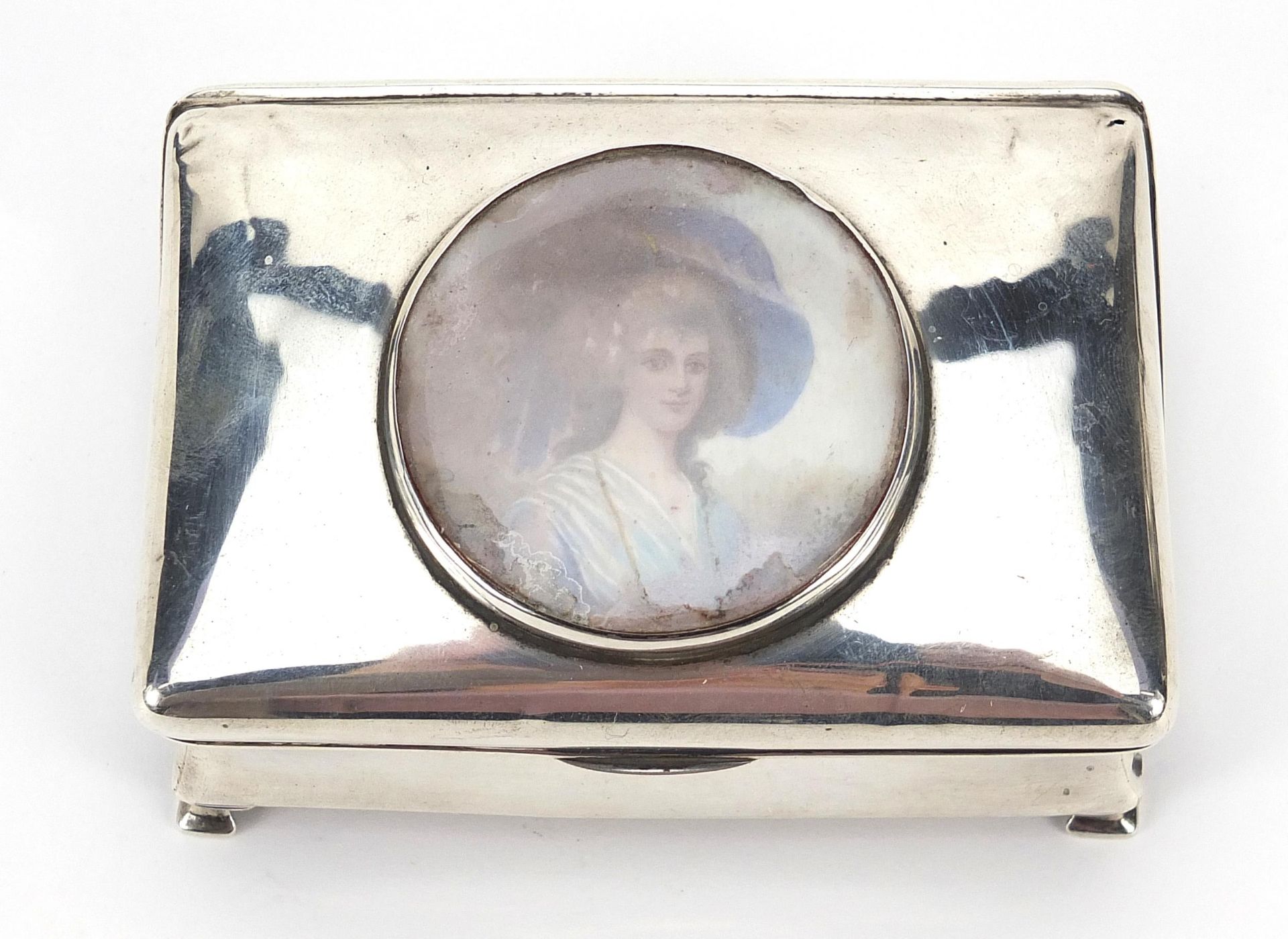 Elkington & Co Ltd, Edward VII rectangular silver jewel box having a hinged lid housing a hand - Bild 5 aus 6