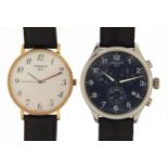 Tissot, two gentlemen's wristwatches with boxes and paperwork including a chronograph, 42mm and 45mm
