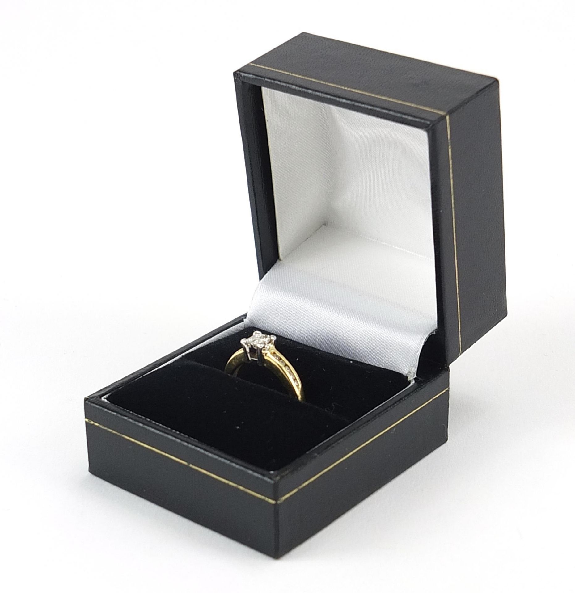 18ct gold princess cut diamond ring, size G/H, 2.8g - Bild 5 aus 6